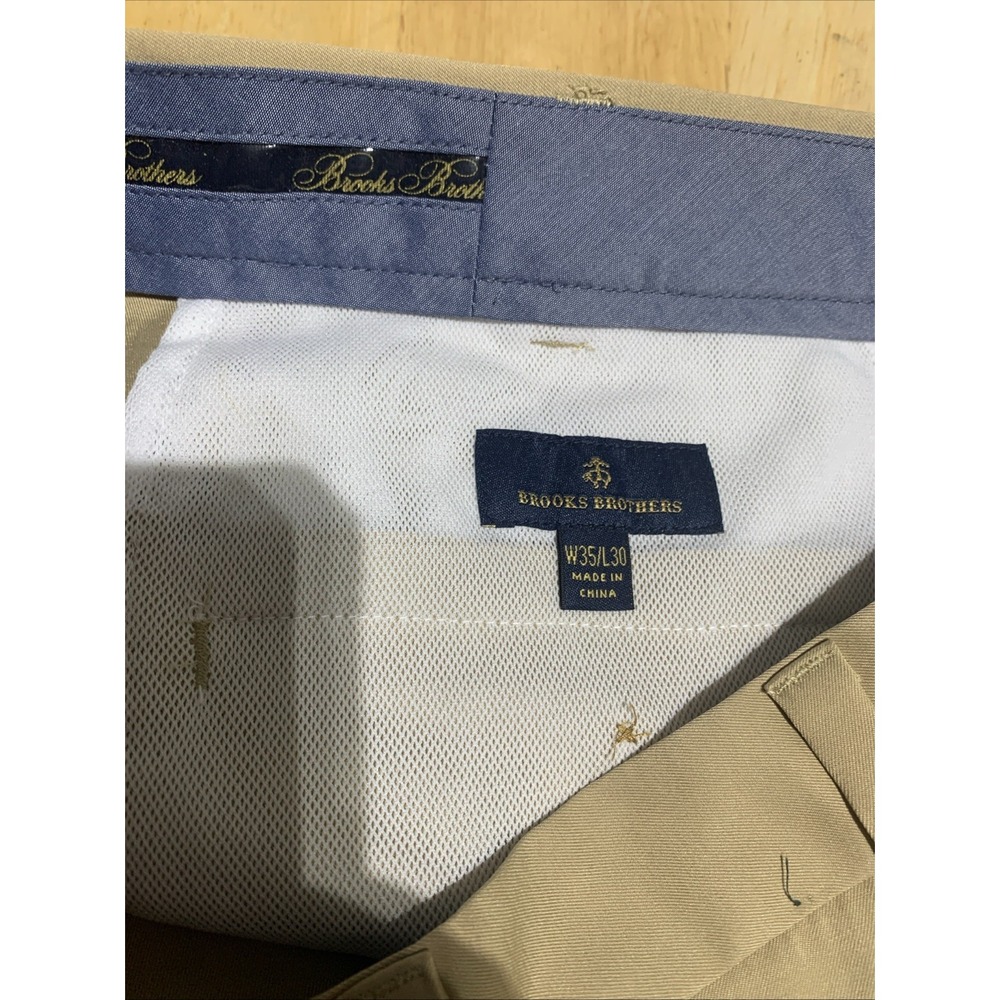 Brooks Brothers Mens Pants 35x30 Chino Straight Leg Khaki Beige/Brown - Picture 6 of 8